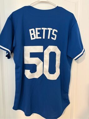 Blue Men's Baseball Jersey with White Numbers